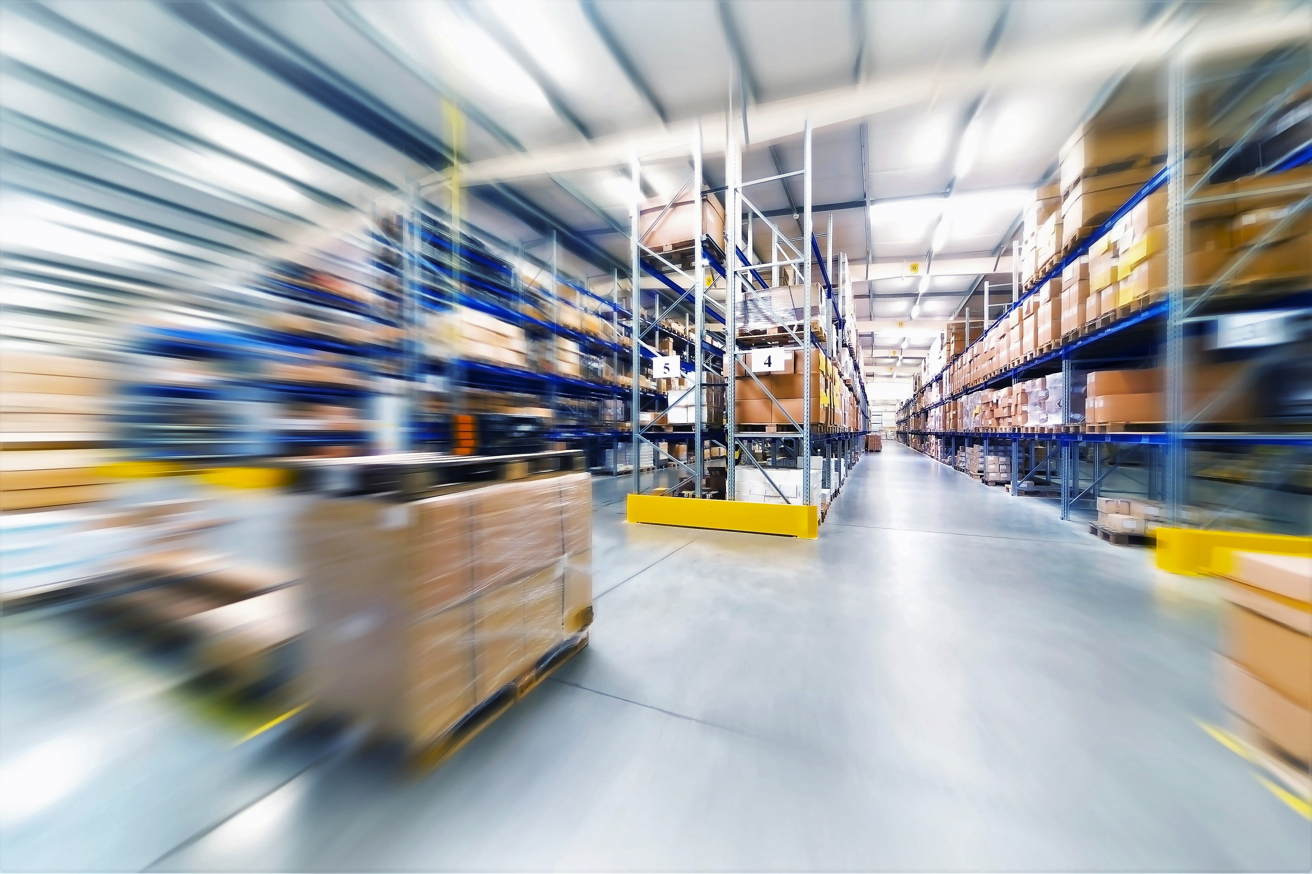 store in a box - blurred warehouse